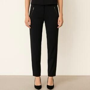 Go Silk 100% Silk Black Pants Straight Leg Zipper Pockets Chic Quiet Luxury 2